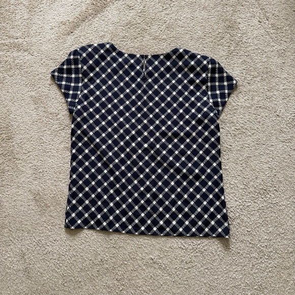 VTG ~ 1980s ~ Anne Klein II  ~ Navy and White Blouse ~ Cap Sleeves ~ Size L - Picture 2 of 5